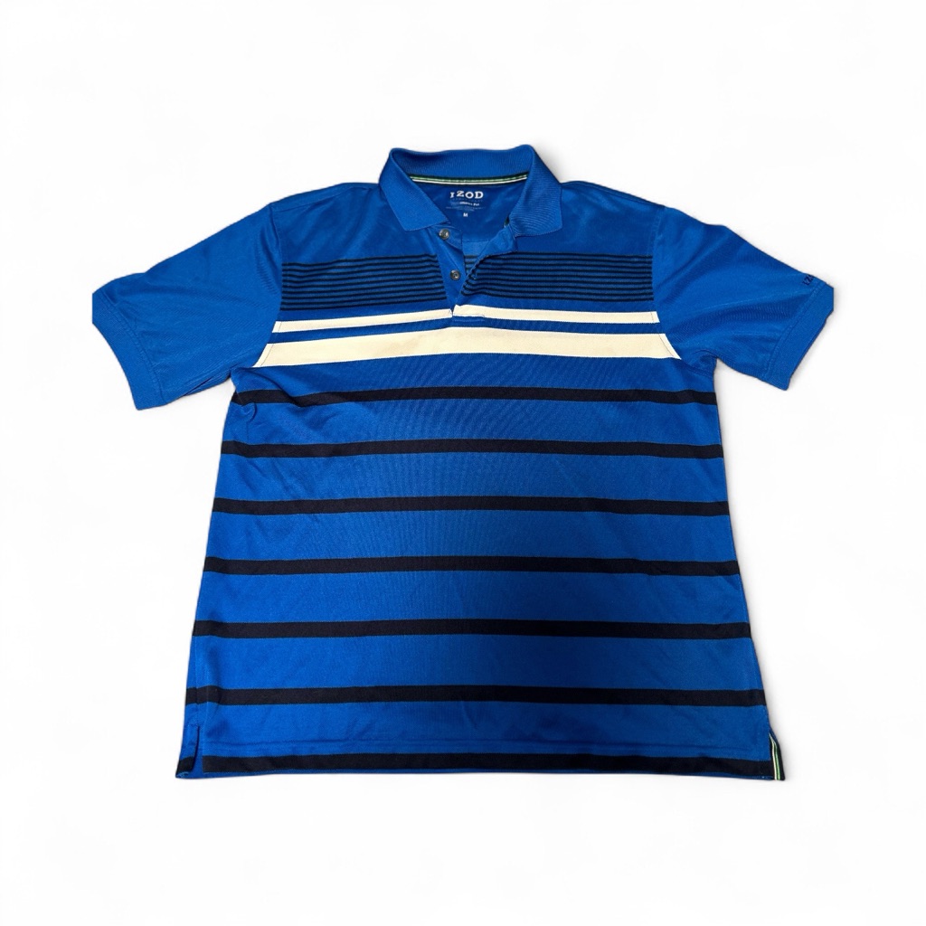 Izod Blue And White Polo Shirt With Stripes